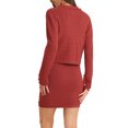 thumbnail image 3 of SACO CORTO DE SUÉTER ELÁSTICO DE 2 PIEZAS INSPIRE CHIC PARA MUJERES Y FALDA CONJUNTA M Rojo, 3 of 6