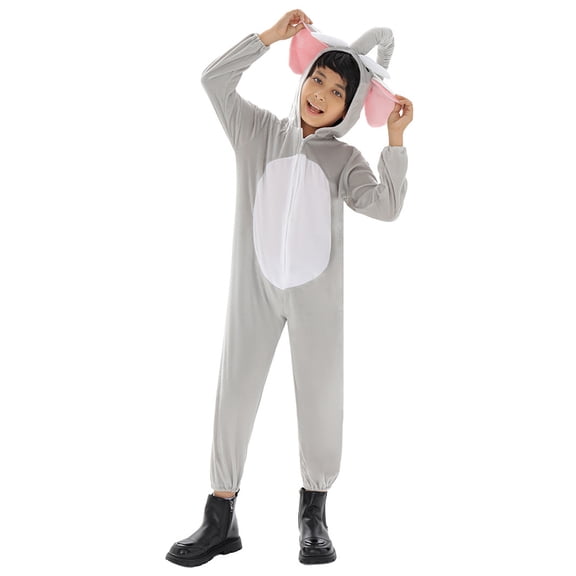 CAIVO Kids Elephant Stage Performance Party Festive Animal Mascot Children Party Show Outfit Sets Long Sleeve O-Neck Adorable Christmas Clothing Sets