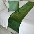 thumbnail image 3 of The HomeCentric King / Queen / Twin Green Decorative Bed Runner Queen 74"x18" Bed Runner WITHOUT Pillow Cover, Velvet Bed Scarf on Velvet fabric - Green Velvet Plush, 3 of 4