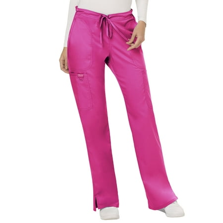 

Workwear Revolution Women Medical Scrubs Pant Mid Rise Moderate Flare Drawstring WW120T M Tall Electric Pink