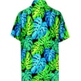 thumbnail image 2 of LA LEELA Men's Hawaiian Shirt Trendy Casual Beach Shirts Short Sleeve Button Down Untuckit Shirts for Men S Monstera Split Leaves, Green, 2 of 5