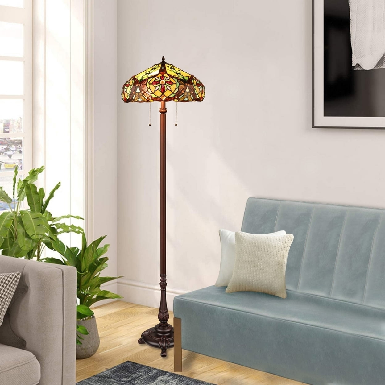 CHLOE Lighting CORA Victorian-Style 2-Light Dark Bronze Finish Floor Lamp 18" Wide