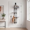 thumbnail image 2 of Gymax Door Hanging Cat Climber w/Plush Bed Scratching Post Carpeted Jumping Platforms Grey, 2 of 10