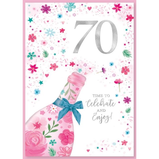 Simon Elvin - Tarjeta de Felicitación Mid Season Time To Celebrate 70th - Pack de 6 (Rosa, Blanco)