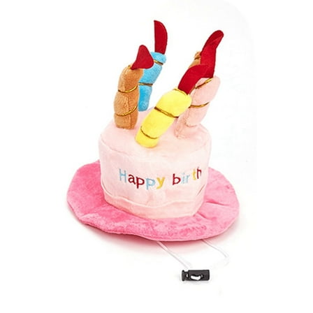 Cute Pets Dog Cats Birthday Caps Adjustable Colorful Candles Hat Puppy Cosplay Costume Headwear Pink