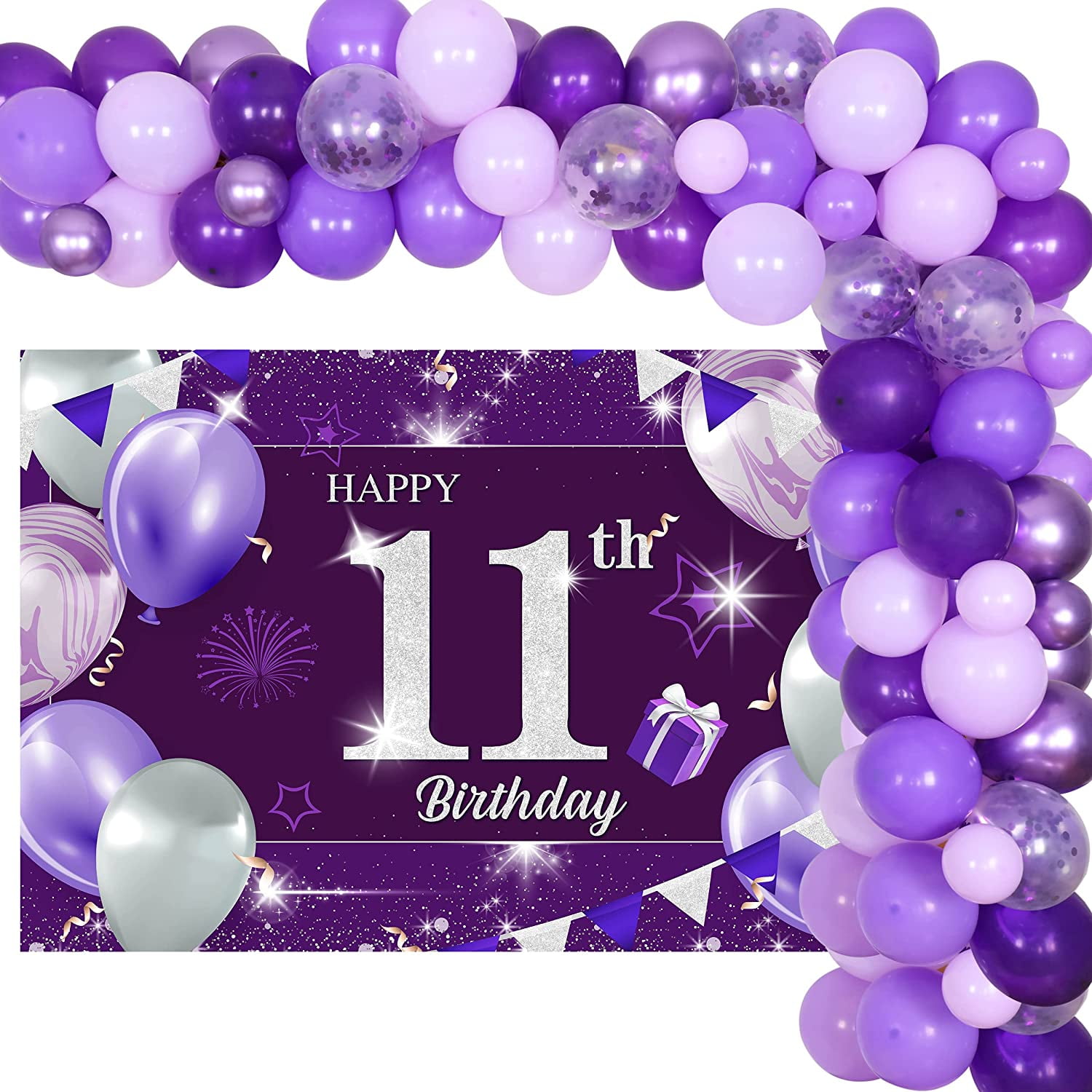 Happy 11th Birthday Decorations For Girls Purple Balloon Garland Kit happy-11th-birthday-decorations-for-girls-purple-balloon-garland-kit