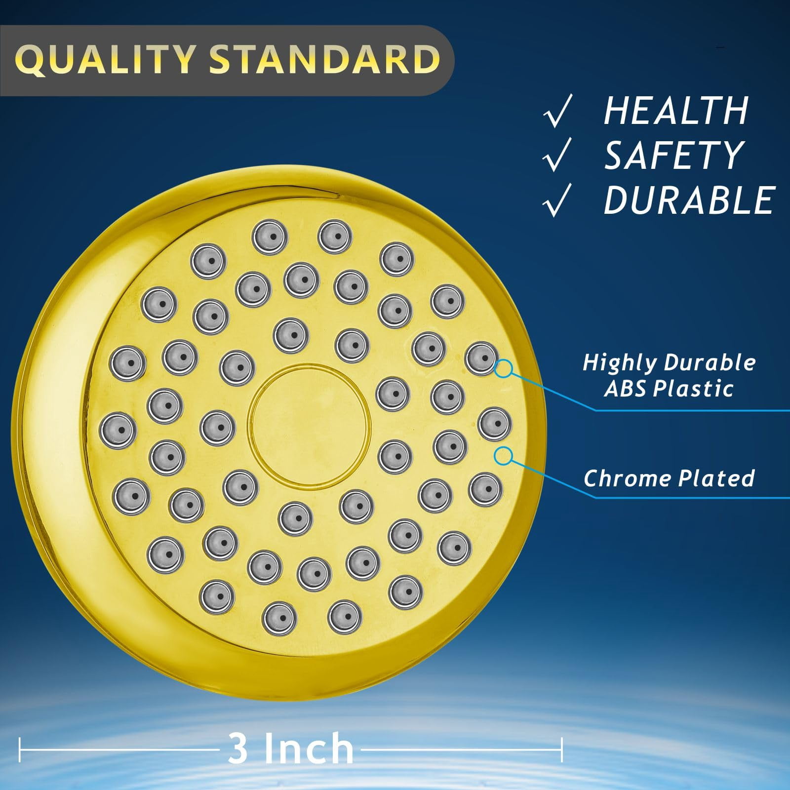 High Pressure Shower Head - Powerful Bathroom Pressure Boosting Showerhead - Perfect Universal Replacement for Rain Shower Heads