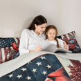 thumbnail image 4 of Manfei Cardinal Bird Twin Comforter Sets,Rustic Floral Flag Bedding Set,White Red Stripes Decor,Light Gray Reversible,2-Piece,1 Comforter and 1 Pillowcase, 4 of 7