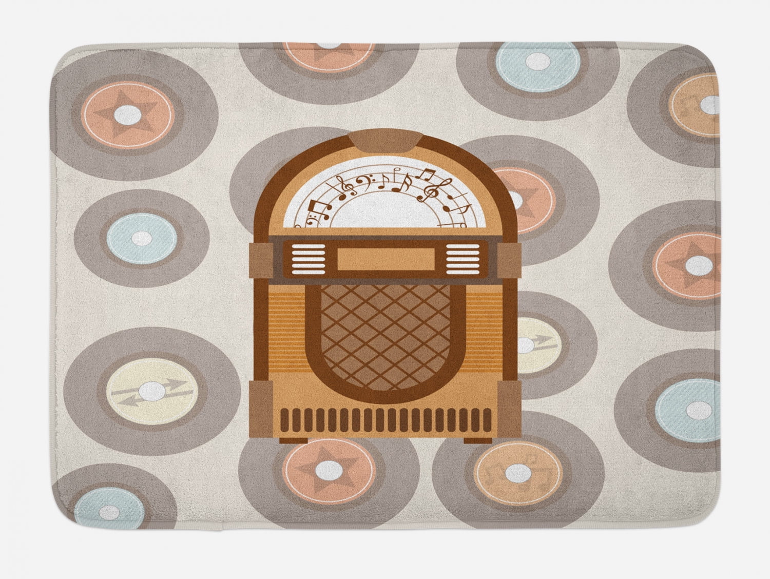 Jukebox Bath Mat, Pick Up Music with Vintage Abstract Long Players