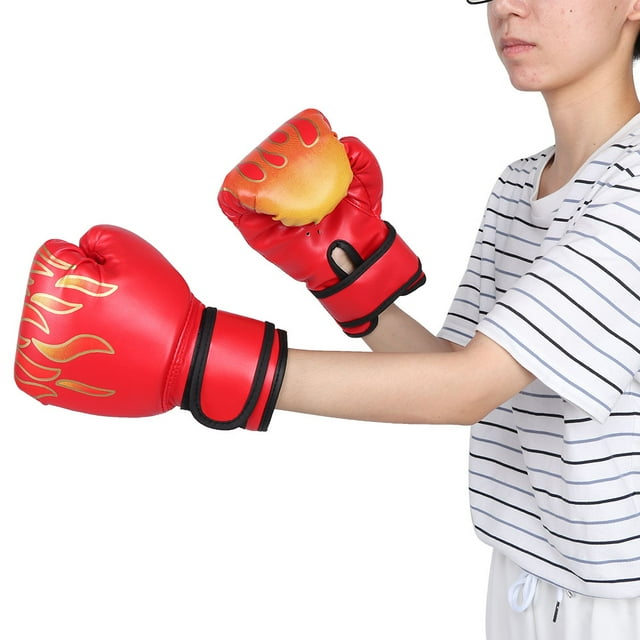 Gants de Boxe, Gants de Boxe pour Enfants Protecteurs Respirants à Fort Rebond Résistants à l'Abrasion pour Équipement d'Entraînement Rouge, Noir, Bleu