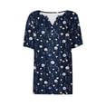 thumbnail image 6 of AUNVITO Women's V-neck Button Front Short Sleeve T-shirt Loose Fit with Random Print Casual and Trendy Style, 6 of 7