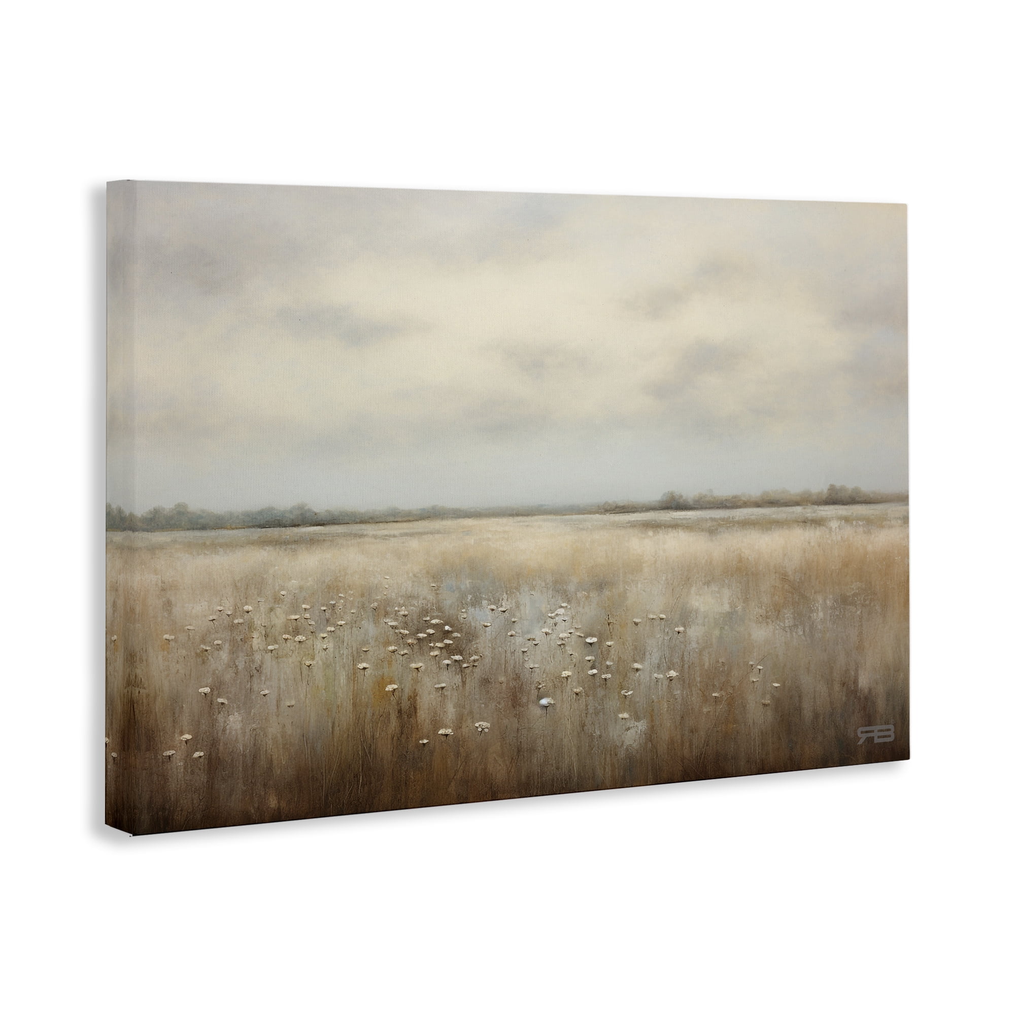 Stupell Industries Subtle Flower Meadow Landscape Painting Gallery Wrapped Canvas Art Print Wall Art, 24 x 16