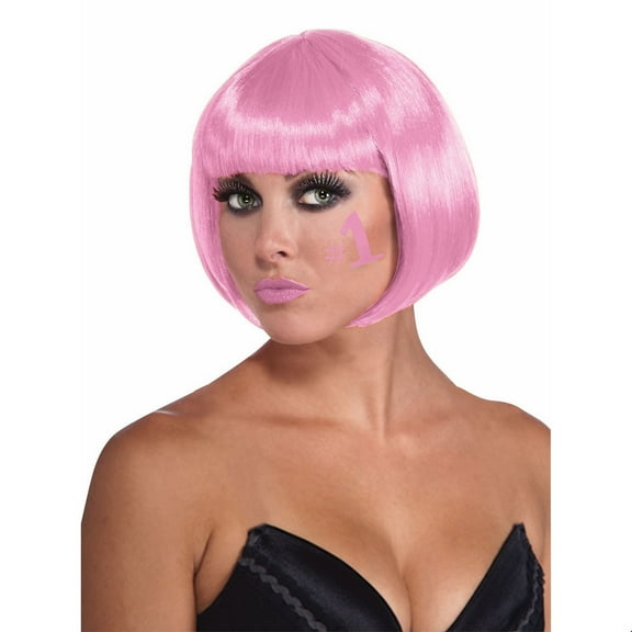 Adult's Womens Pink Bob Hair Wig With Bangs Costume Accessory