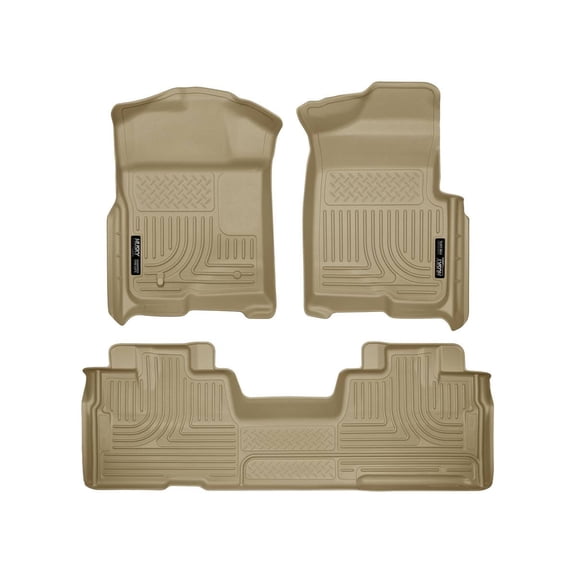 Husky Liners 98343 Weatherbeater Floor Mats Fit 2009-2014 Ford F-150 SuperCab w/o Manual Transfer Case Shifter - Front/2nd Seat - Tan