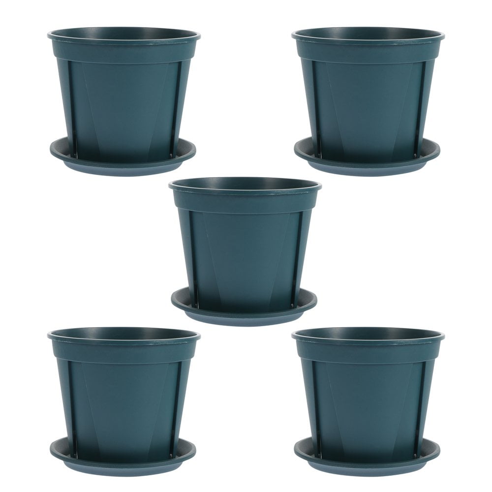 5 Sets Plastic Planters Household Garden Patio Outdoor Plants Containing Pots with Trays
