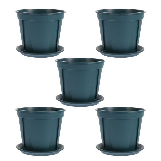 5 Sets Plastic Planters Household Garden Patio Outdoor Plants Containing Pots with Trays