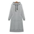 thumbnail image 5 of Baqcunre Large Size Round Neck Hooded Solid Color Long Sleeved Long Sweater Dress Long Dress Sweatshirt Dress Sweatshirt Dress Women Clothing Womens Dresses,,Size XL, 5 of 6