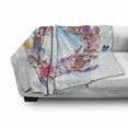 thumbnail image 3 of Spring Soft Flannel Fleece Blanket, Floral Wreath with Branches Butterflies Feathers Happy Harvest Season Watercolor Art, Cozy Plush for Indoor and Outdoor Use, 50" x 60", Multicolor, by Ambesonne, 3 of 6
