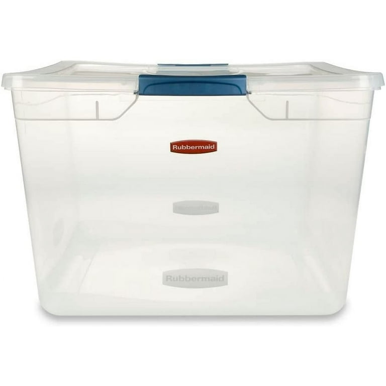 Rubbermaid Clever Store Latching Storage Tote Container, Clear, 71