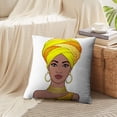 thumbnail image 3 of LALILO Throw Pillow Covers Portrait Young Beautiful African Woman Color Cushion Cover 18" x 18", 2 Pack, 3 of 6