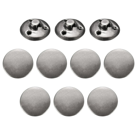 Uxcell 10pcs Metal Antiqued Button 18mm Round Metal Sewing Buttons Silver Gray
