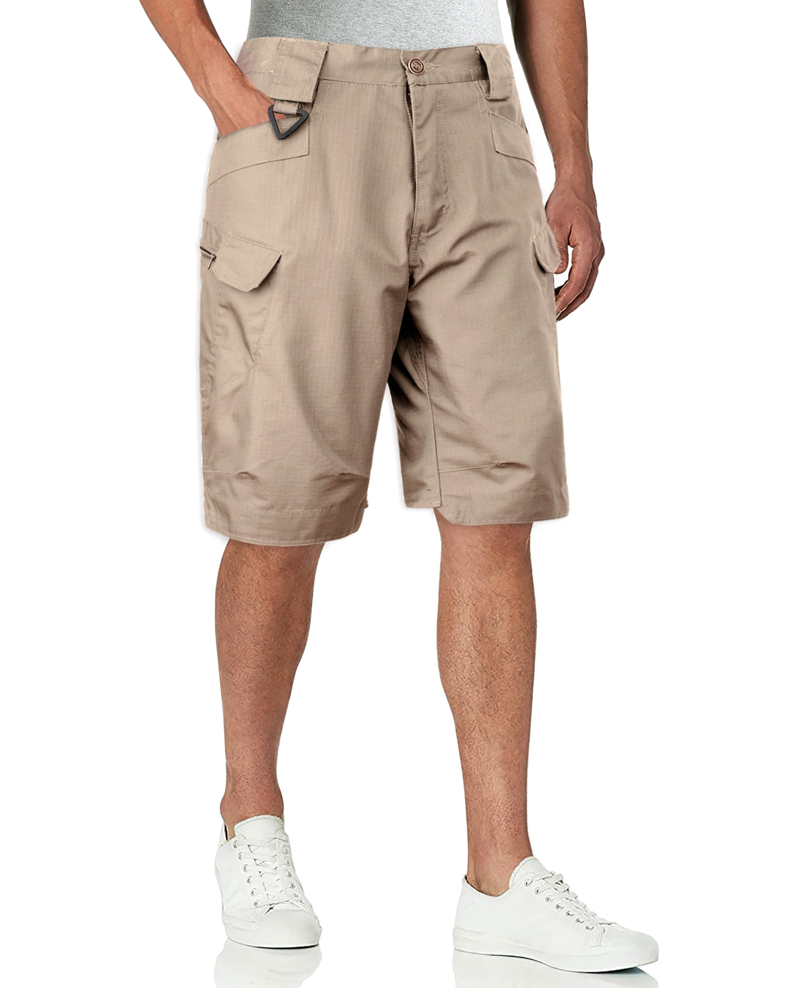 Alimens & Gentle Men's Cargo Short Elastic Waist Multi-Pocket Outdoor Military Tactical Shorts 