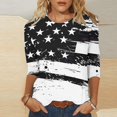 thumbnail image 2 of Independence Day Tunics Top for Women，Summer USA Flag Star Stripe Tops Scooped Neck Tees 3/4 Sleeve Shirts USA Flag Star Graphic Blouses Formal Trendy Tee Shirts Going Out Vacation Outfits, 2 of 5