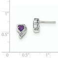 thumbnail image 2 of Primal Silver Sterling Silver Rhodium-plated Amethyst and Diamond Heart Earrings, 2 of 4