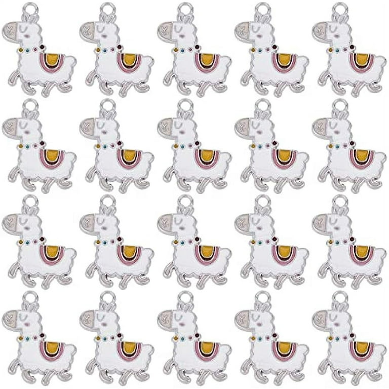 1 Box 20Pcs Animal Charms Llama Charms Bulk Sheep Charm Enamel Alpaca Charm  White Metal Alloy Charms