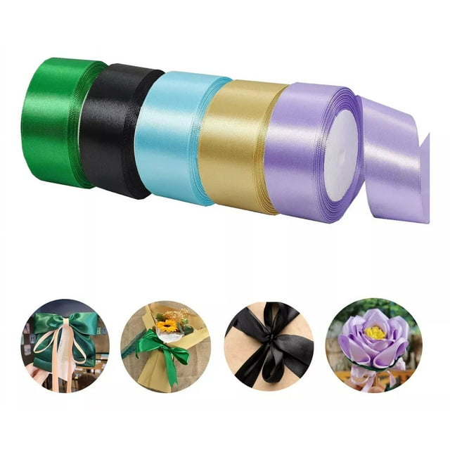 Listón Satinado Para Decoración, De Colores, 4 Cm, 5 Rollos
