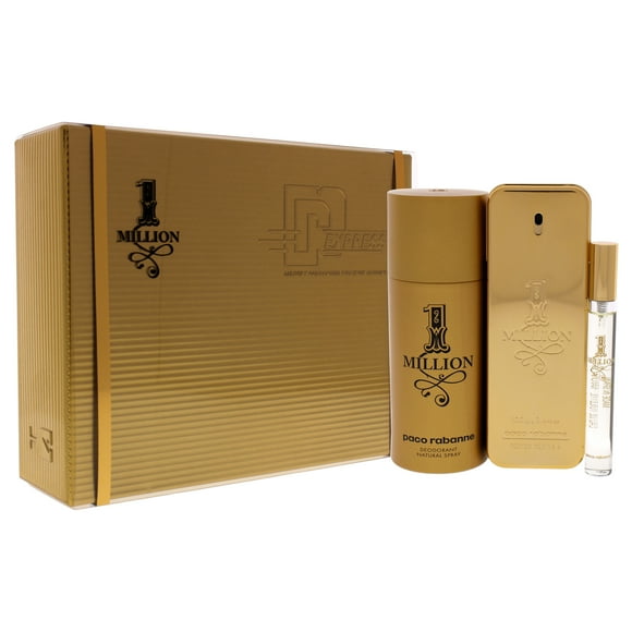 1 Million by Paco Rabanne for Men - 3 Pc Gift Set 3.4oz EDT Spray, 0.34oz EDT Spray, 5.1oz Deodrant Spray