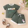 thumbnail image 5 of Baby Girl Clothes Summer Waffle Clothing Sets Toddler Girls 2-Pieces Embroidery Floral Short Sleeve T-Shirts Top and Shorts Outfits 9M, 5 of 9