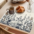 thumbnail image 3 of Navy Botanical Placemats Set of 4 Blue Dragonfly Flower Leaf Retro Style Place Mats Indoor Wipeable Table Mats Washable Cloth Dining Table Placemats for Kitchen Holiday Party Home Decor 13x19 Inch, 3 of 9
