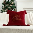thumbnail image 4 of chaungfeng Christmas Pillow Cover, Merry Christmas Embroidered Decorative Sofa Cushion Cases with Tassel, 45x45cm Holiday Decor, Soft Fabric, for Living Room, Bedroom, Chair, 4 of 6