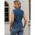thumbnail image 4 of DARING DIVA Women's Denim Vest Elastic Waist Waistcoat Jean Jacket L Dark Blue, 4 of 7