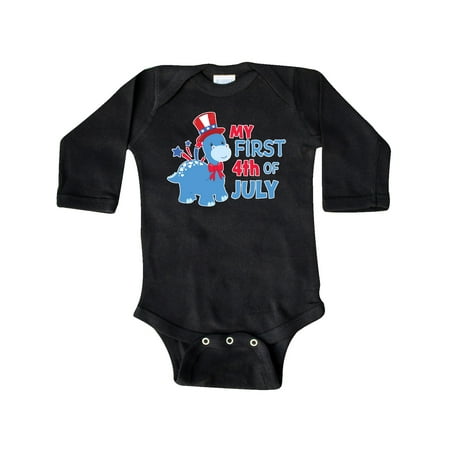 

Inktastic My First 4th of July with Dinosaur Gift Baby Boy or Baby Girl Long Sleeve Bodysuit