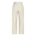 thumbnail image 5 of Kaemgyyd Women's Pants Cotton Linen High Waist Ankle Length Pants Lightweight Side Slit Straight Leg Beach Vaction Clothes, 5 of 7