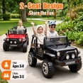 thumbnail image 5 of Sunnyfree 24 Volt Ride on Toys, 4WD 800W Power Car Wheel with Remote, 24V Ride ons with 2 Seater, Electric Car for Kids with Bluetooth, LED Lights, Seat Belt & Lockable Doors, 3-8, Red, 5 of 13
