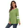 thumbnail image 3 of Long Sleeve Shirts for Women Casual V Neck Color Block T-Shirts Tunic Tops XX-Large Green(Green XL), 3 of 6