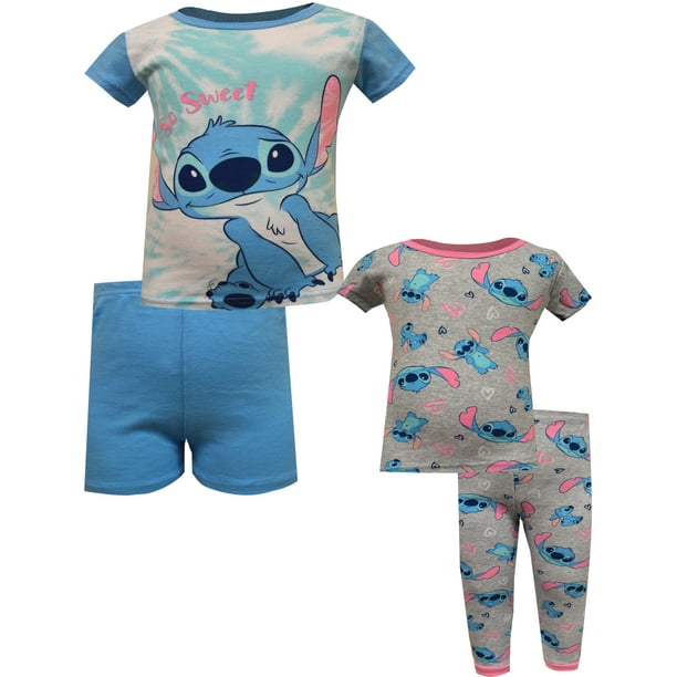 AME Sleepwear Girls' Lilo and Stitch So Sweet Toddler 4 Pc Cotton ...