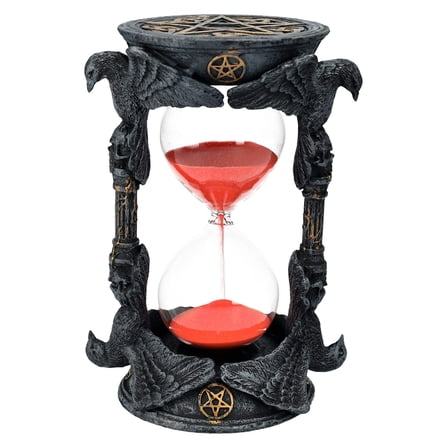 Pacific Giftware Raven Skull Sand Timer Figurine, 7-inch Length, Hand Painted Resin, Table Decoration