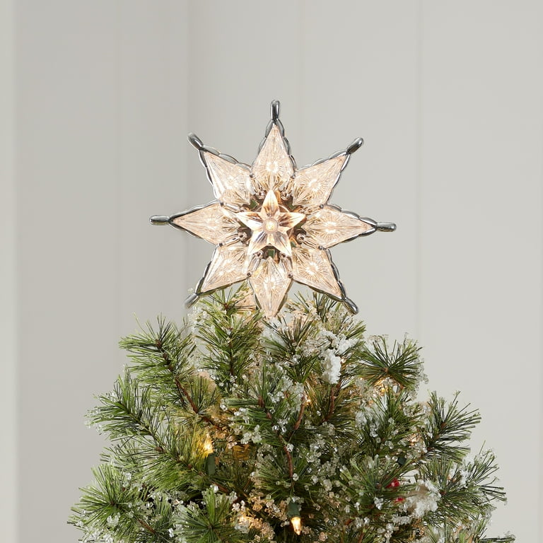 Holiday Time 8-inch Silver-Trim Clear Star Christmas Tree Topper