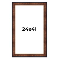 24x41 Frame Brown Walnut Gold Ornate Trim Solid Wood Plein Air Picture Frame | 3 Inch Moulding