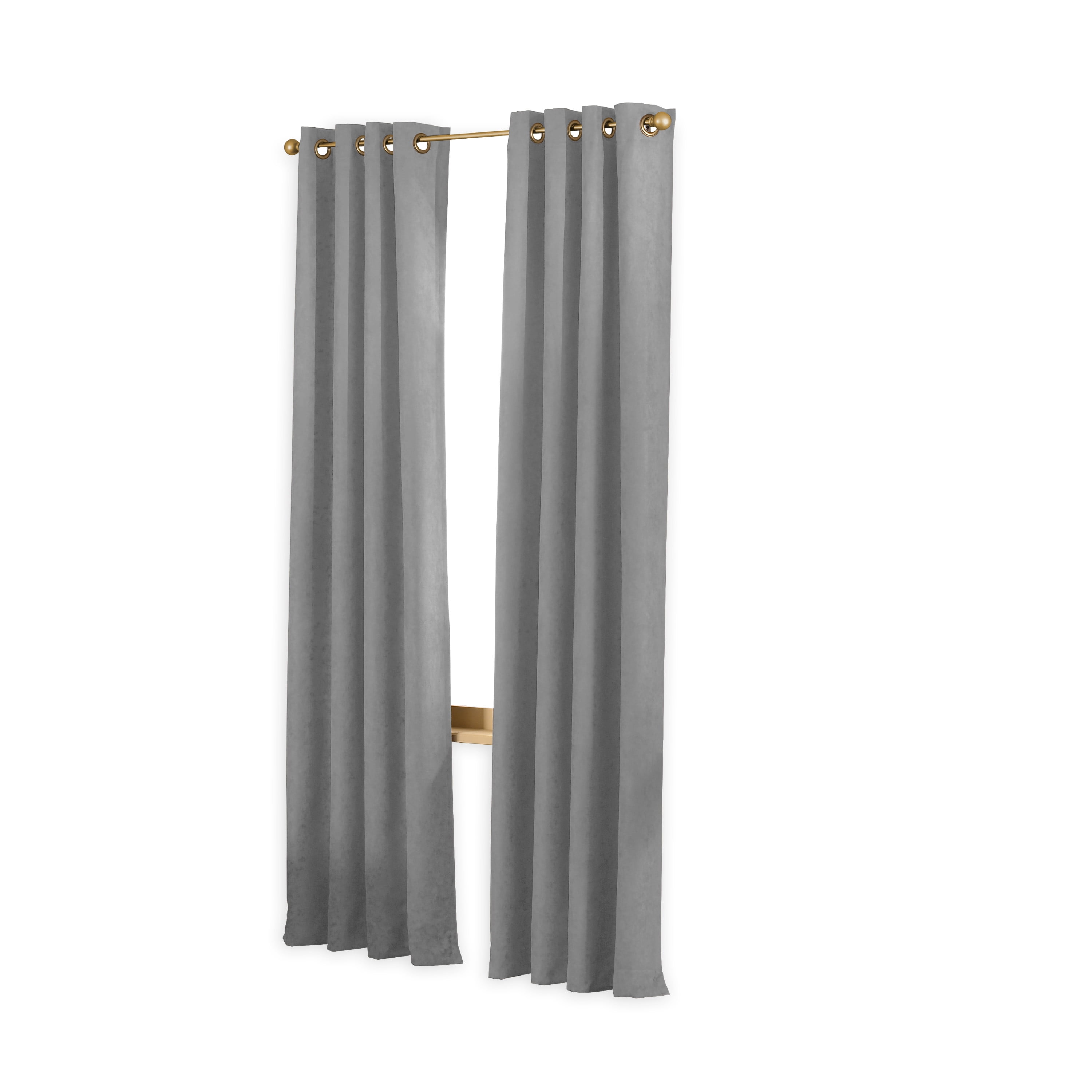 Curtainworks Cameron Room Darkening Faux Suede Grommet Curtain, Single Panel, Indoor, Pewter, 50"W x 120"L, Adult