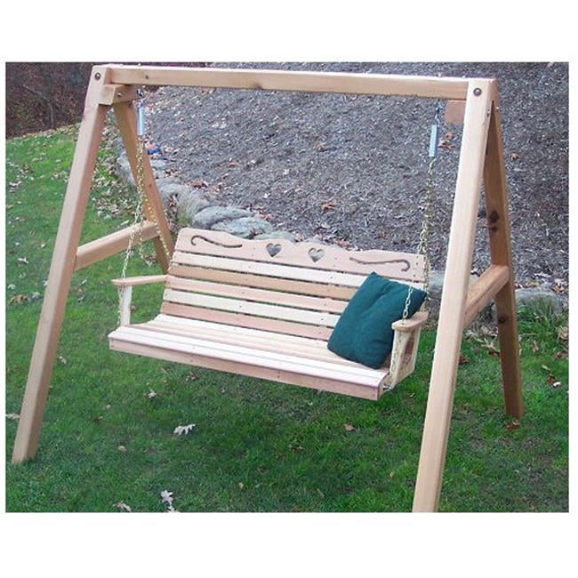 Creekvine Designs WF4020A60CVD 6 ft. Cedar Country Hearts Porch Swing with Stand