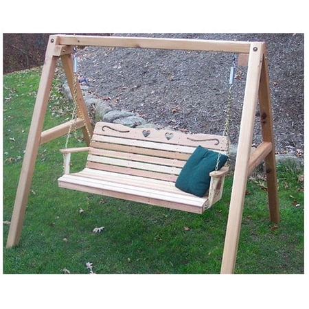 Creekvine Designs WF4020A60CVD 6 ft. Cedar Country Hearts Porch Swing with Stand