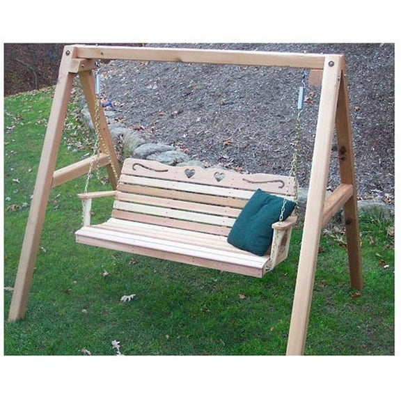 Cedar Country Hearts Porch Swing with Stand 5 ft.
