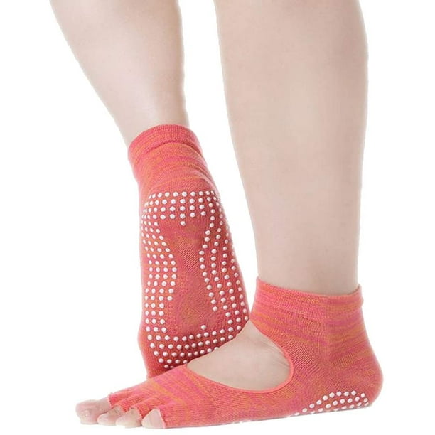 Yoga Socks with Grips for Women, Toeless Socks 3 Pairs Pilates Grip Socks  for Women Pilates, Sticky Non Slip Yoga Socks for Barre, Fitness, Home