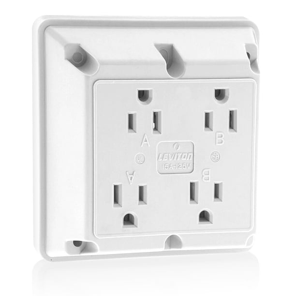 Enchufe eléctrico Leviton 1254-W 15A 125V Heavy Duty 4 en 1