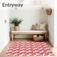 thumbnail image 3 of ODIKA 3'x5' Machine Washable Non-Slip Area Rug, Cane Stripe Throw with Peppermint Swirl Design High Traffic Rug, Red, 507642, 3 of 7